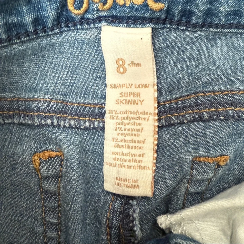 Justice Girls Slim Jeans Size 8 Simply Low Super Skinny Star Studs